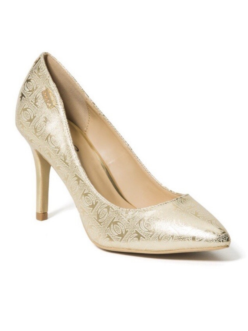 Bebe Saydee Logo Gold Pumps Size 8